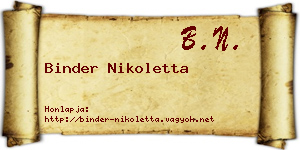 Binder Nikoletta névjegykártya